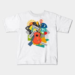 Cubist Guitar Collage Kids T-Shirt